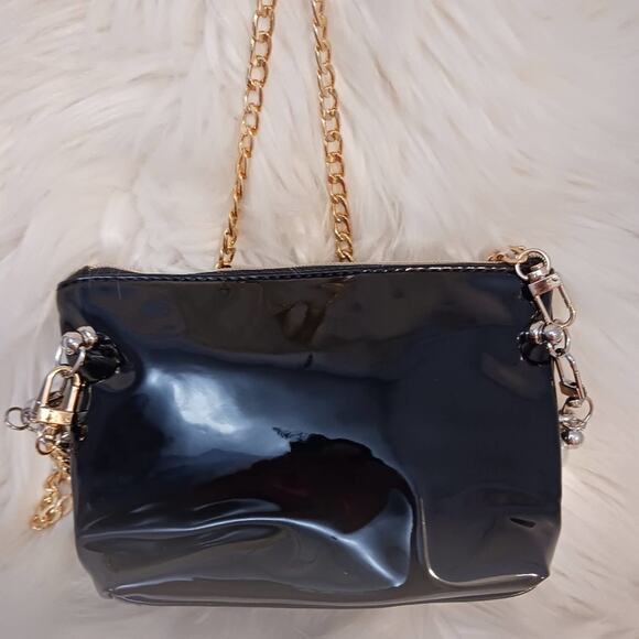 YSL Crossbody SHINY BLACK PEARL GOLD SILVER chains added - Picture 8 of 15